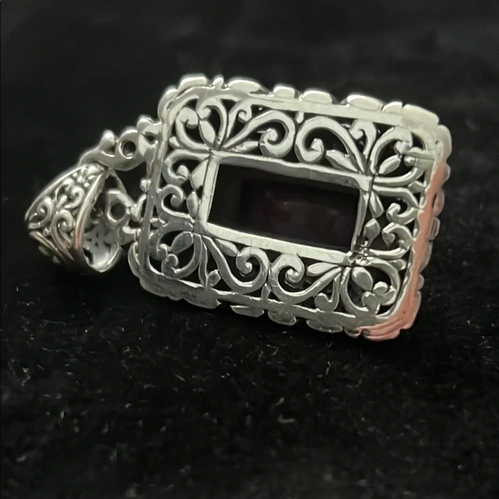 Sterling Silver scroll inlay with Mohave Turquoise pendant - Picture 3 of 5